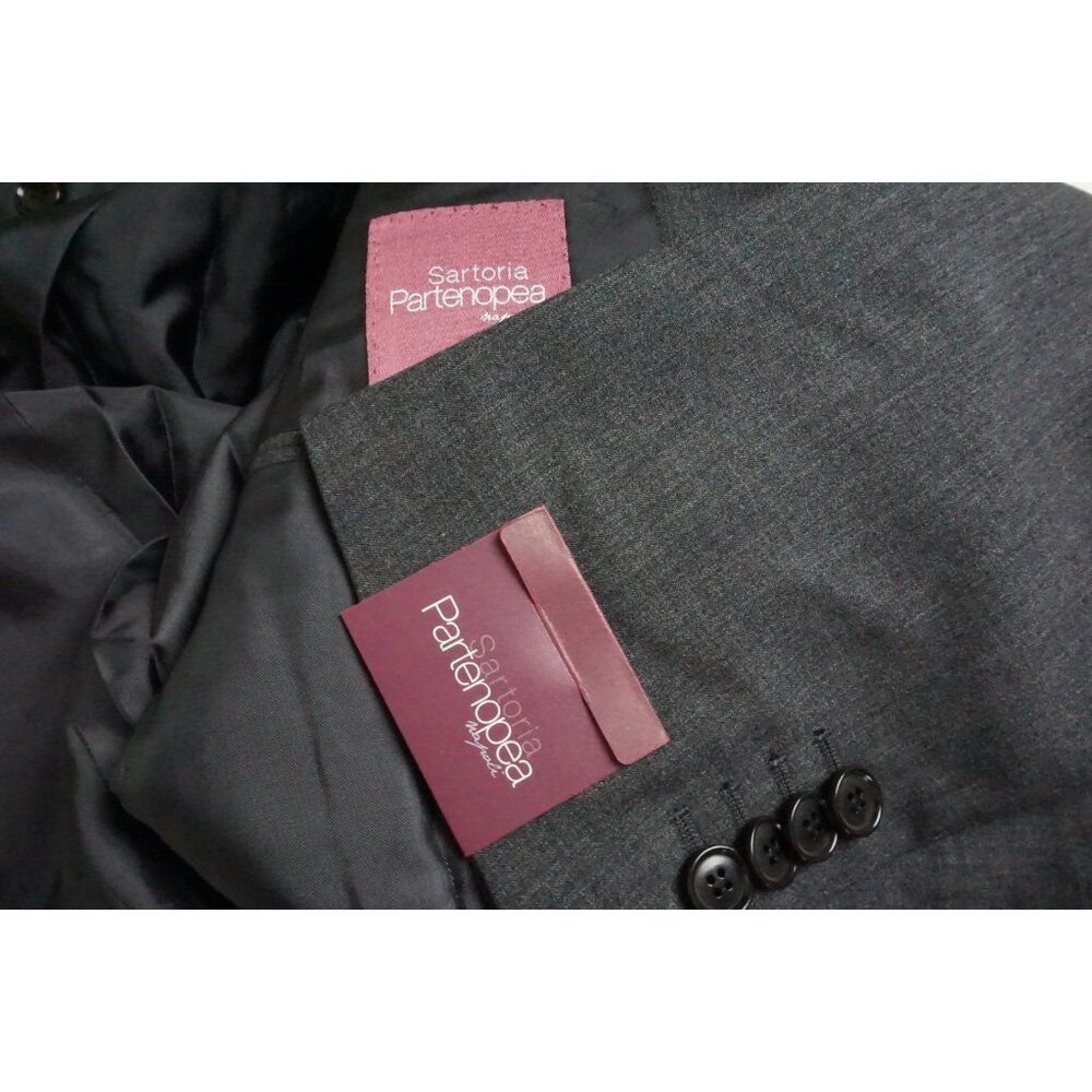 Sartoria Partenopea Medium Gray 100% Wool 2 Pc Suit Jacket Pants 38R NEW